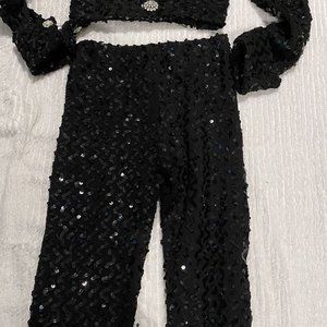 Black sequin 2 piece competitive dance costume